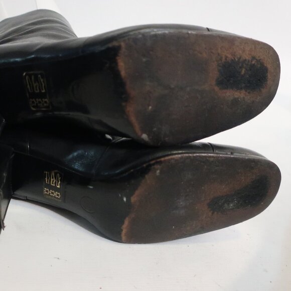 Womens Chanel Black Block Heel Interlocked CC Leather Ankle Booties 40 US/9.5-10 - Picture 11 of 14